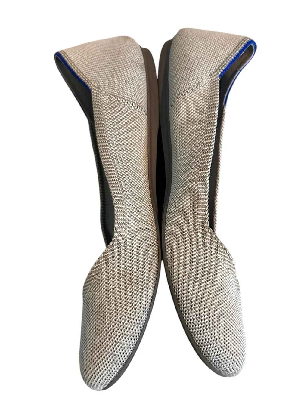 Rothy's Gray Knit Ballet Flats with Blue Trim. size 8
